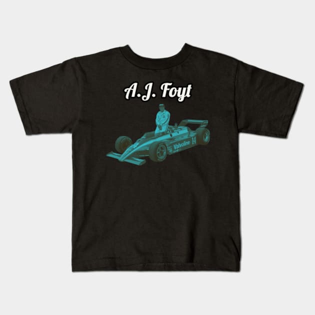 Retro Foyt Kids T-Shirt by Defective Cable 